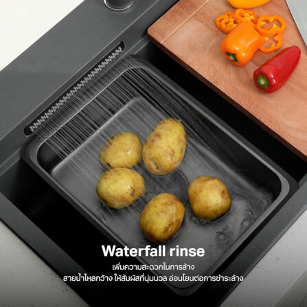 ซิงค์ล้างจานแกรนิตม่ายน้ำตก 1 หลุม หินแกรนิตสังเคราะห์ EVE รุ่น ROMA 750/480 SUPER GREY ขนาด 75 ซม. สีเทา_5